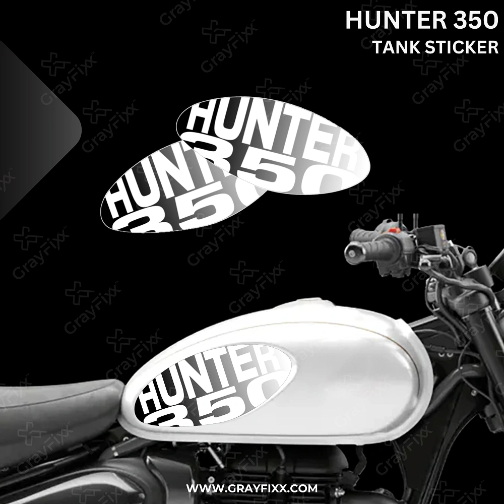 Tank Side Sticker Compatible with Hunter 350 | Made in Premium Gloss Vinyl with FPF (Fade Protection Film), Precut Sticker, Waterproof, Pack of 1